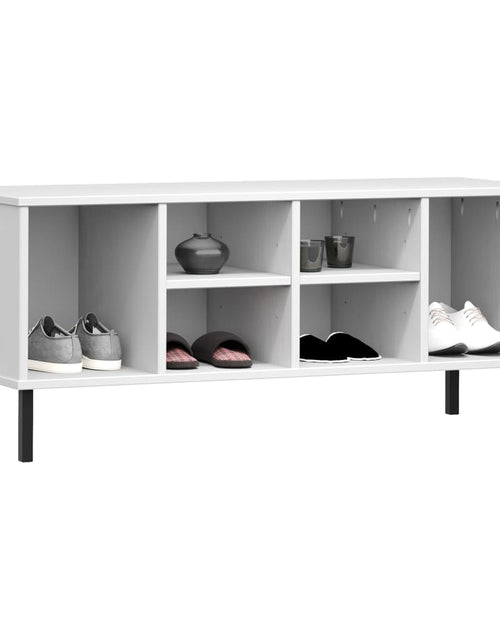Încărcați imaginea în vizualizatorul Galerie, Pantofar cu picioare metalice „OSLO” alb 106x35x45 cm lemn - Lando
