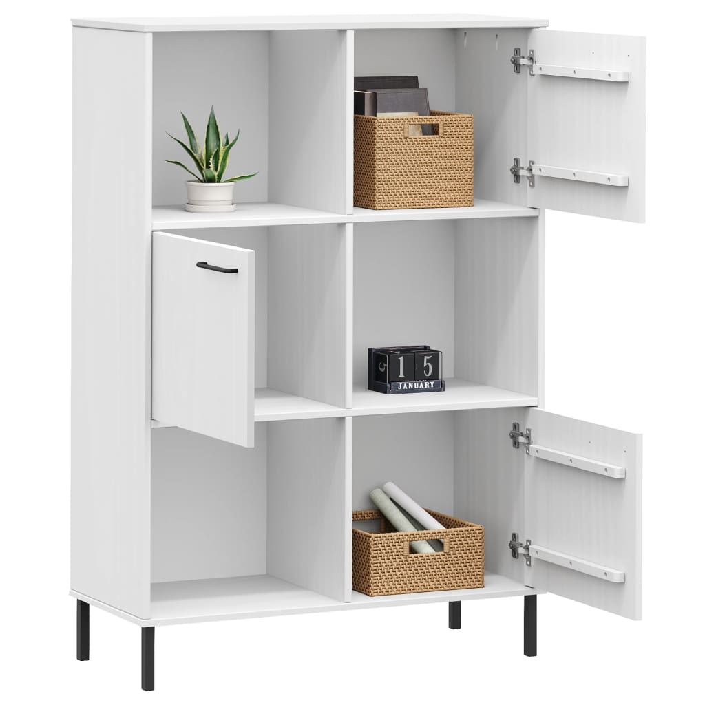 Bibliotecă cu picioare metalice OSLO, alb, 90x35x128,5 cm, lemn - Lando