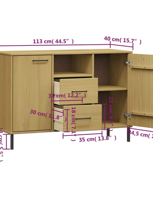 Загрузите изображение в средство просмотра галереи, Servantă cu picioare metalice „OSLO” maro 113x40x77 cm lemn Lando - Lando
