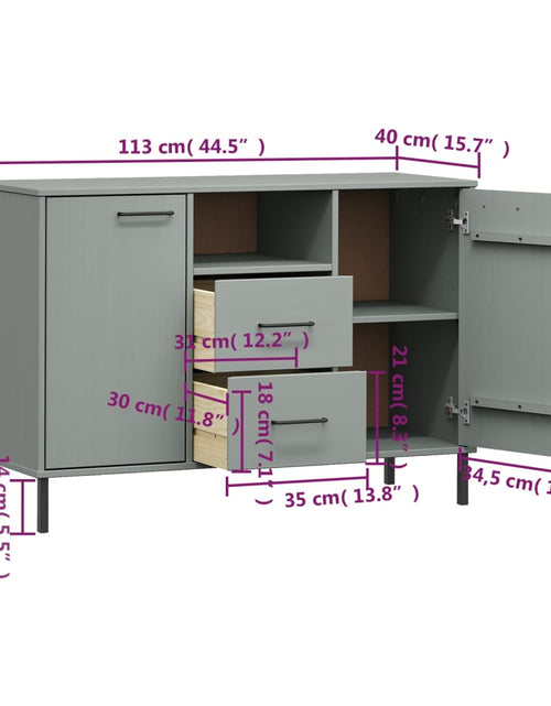 Загрузите изображение в средство просмотра галереи, Servantă cu picioare metalice „OSLO” gri 113x40x77 cm lemn Lando - Lando
