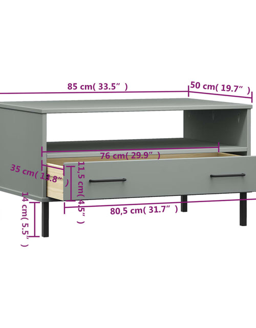 Încărcați imaginea în vizualizatorul Galerie, Măsuță cafea picioare metalice gri 85x50x45cm lemn masiv &quot;OSLO&quot; Lando - Lando
