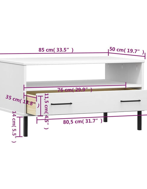 Încărcați imaginea în vizualizatorul Galerie, Măsuță cafea picioare metalice alb 85x50x45cm lemn masiv &quot;OSLO&quot; Lando - Lando
