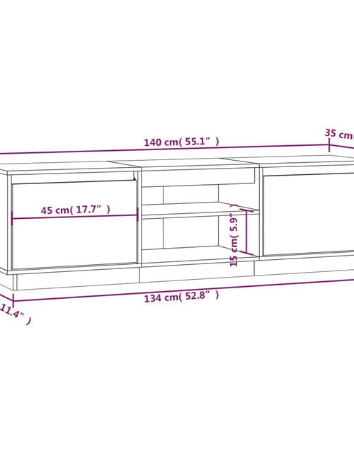 Încărcați imaginea în vizualizatorul Galerie, Comodă TV, alb, 140x35x40 cm, lemn masiv de pin Lando - Lando
