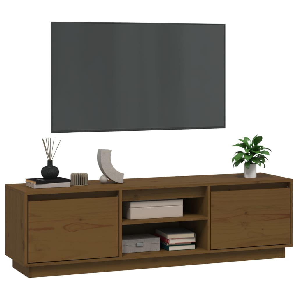 Comodă TV, maro miere, 140x35x40 cm, lemn masiv de pin Lando - Lando