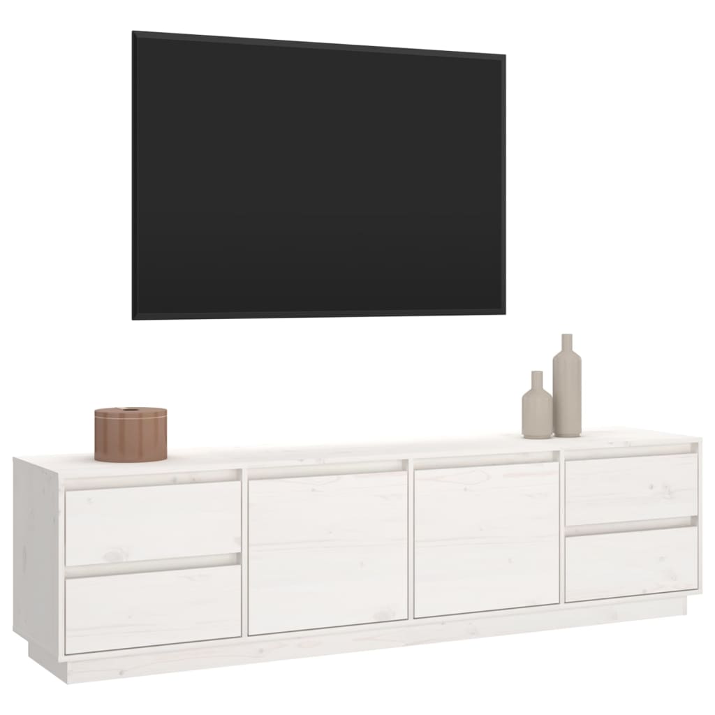 Comodă TV, alb, 176x37x47,5 cm, lemn masiv de pin Lando - Lando