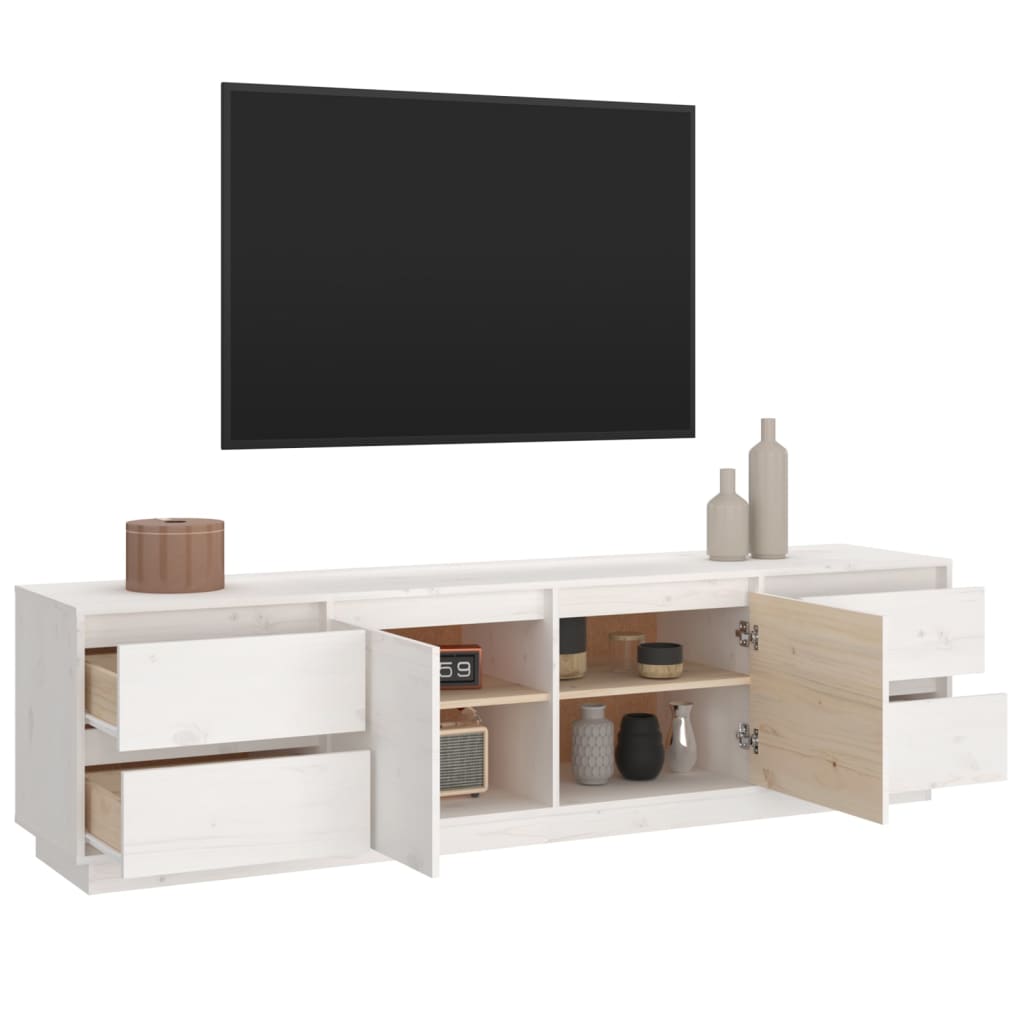 Comodă TV, alb, 176x37x47,5 cm, lemn masiv de pin Lando - Lando