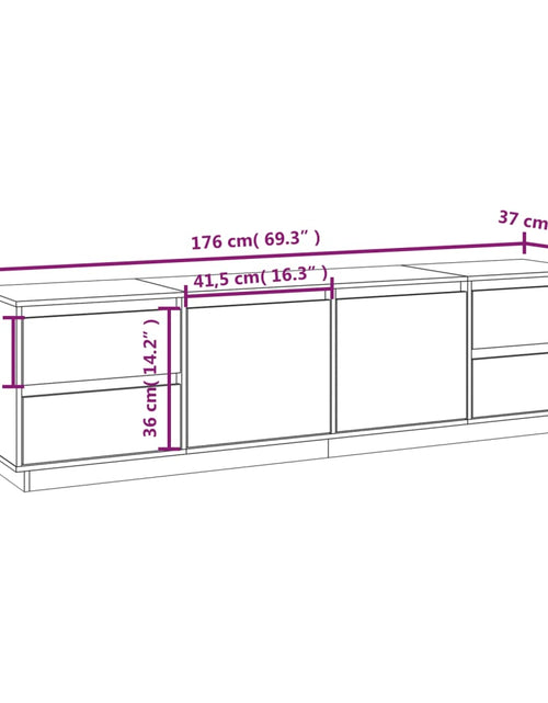 Încărcați imaginea în vizualizatorul Galerie, Comodă TV, gri, 176x37x47,5 cm, lemn masiv de pin Lando - Lando
