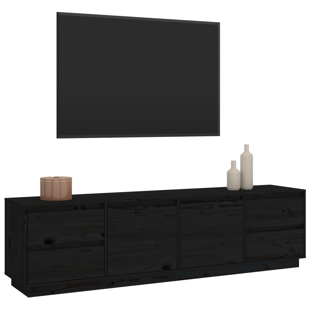 Comodă TV, negru, 176x37x47,5 cm, lemn masiv de pin Lando - Lando