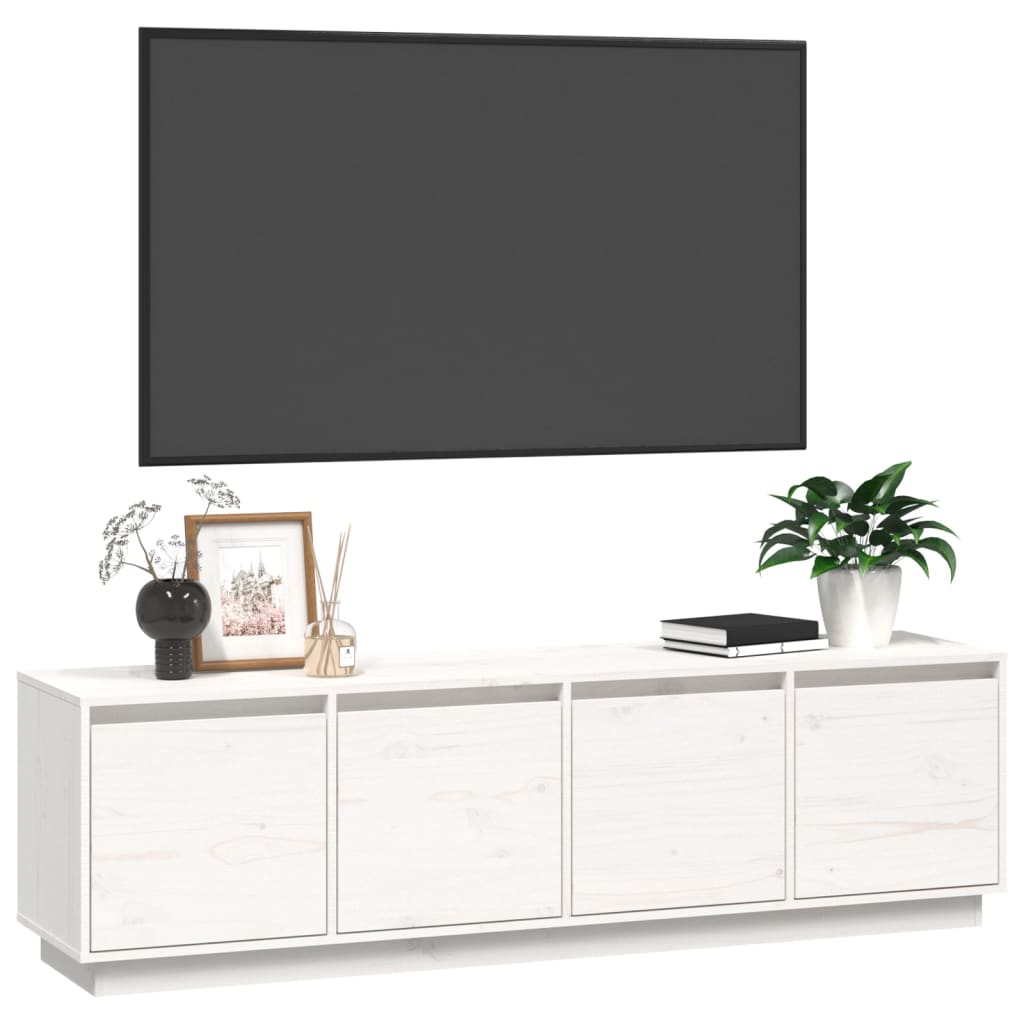 Comodă TV, alb, 156x37x45 cm, lemn masiv de pin Lando - Lando