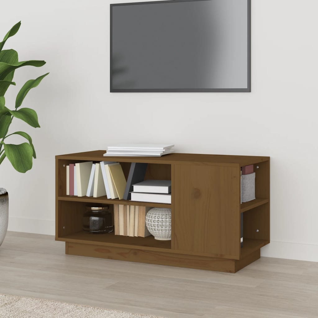 Comodă TV, maro miere, 80x35x40,5 cm, lemn masiv de pin Lando - Lando