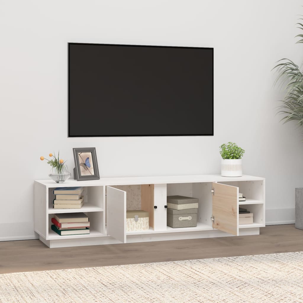 Comodă TV, alb, 156x40x40 cm, lemn masiv de pin Lando - Lando