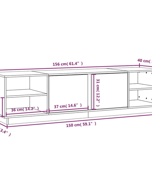 Încărcați imaginea în vizualizatorul Galerie, Comodă TV, alb, 156x40x40 cm, lemn masiv de pin Lando - Lando
