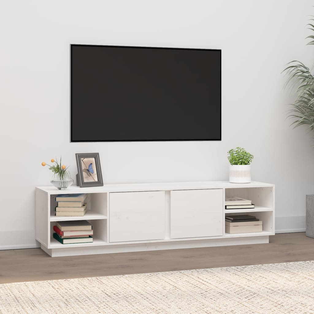 Comodă TV, alb, 156x40x40 cm, lemn masiv de pin Lando - Lando