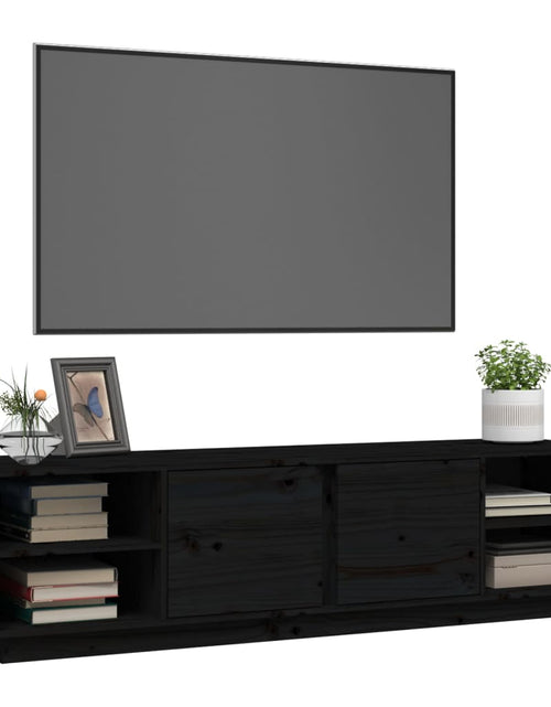 Загрузите изображение в средство просмотра галереи, Comodă TV, negru, 156x40x40 cm, lemn masiv de pin Lando - Lando
