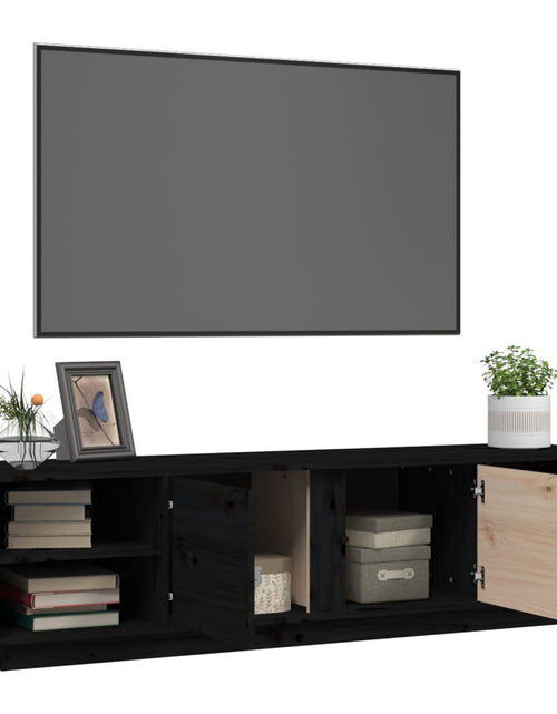 Загрузите изображение в средство просмотра галереи, Comodă TV, negru, 156x40x40 cm, lemn masiv de pin Lando - Lando
