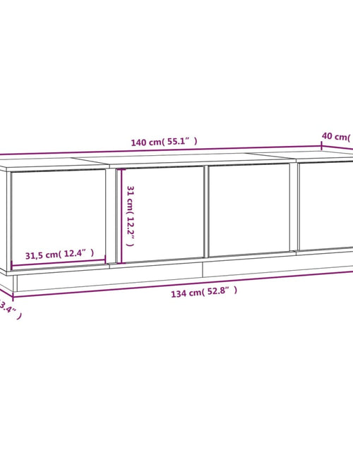 Încărcați imaginea în vizualizatorul Galerie, Comodă TV, alb, 140x40x40 cm, lemn masiv de pin Lando - Lando

