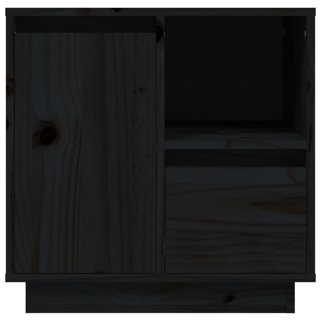 Noptieră, negru, 50x34x50 cm, lemn masiv de pin - Lando