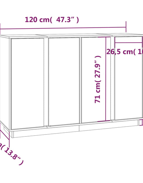 Încărcați imaginea în vizualizatorul Galerie, Servantă, gri, 120x35x80 cm, lemn masiv de pin Lando - Lando
