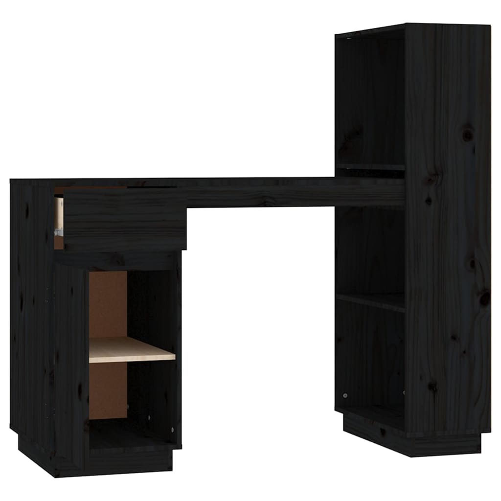 Birou, negru, 110x53x117 cm, lemn masiv de pin - Lando