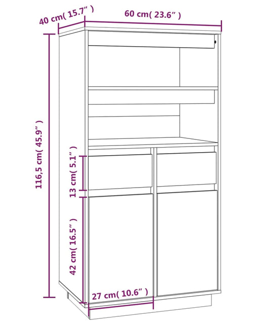 Încărcați imaginea în vizualizatorul Galerie, Dulap înalt, gri, 60x40x116,5 cm, lemn masiv de pin Lando - Lando
