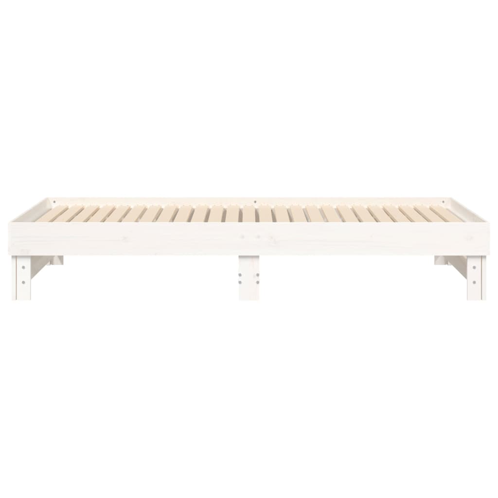 Pat de zi extensibil, alb, 2x(90x200) cm, lemn masiv de pin - Lando