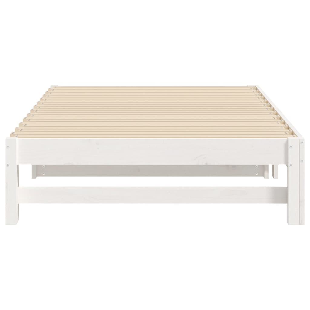 Pat de zi extensibil, alb, 2x(100x200) cm, lemn masiv de pin - Lando