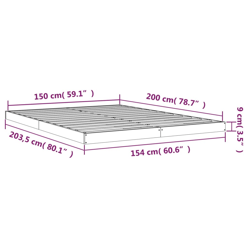 Cadru de pat, 150x200 cm King Size, lemn masiv de pin - Lando