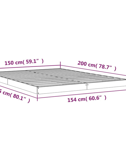 Загрузите изображение в средство просмотра галереи, Cadru de pat King Size 5FT, gri, 150x200 cm, lemn masiv de pin - Lando
