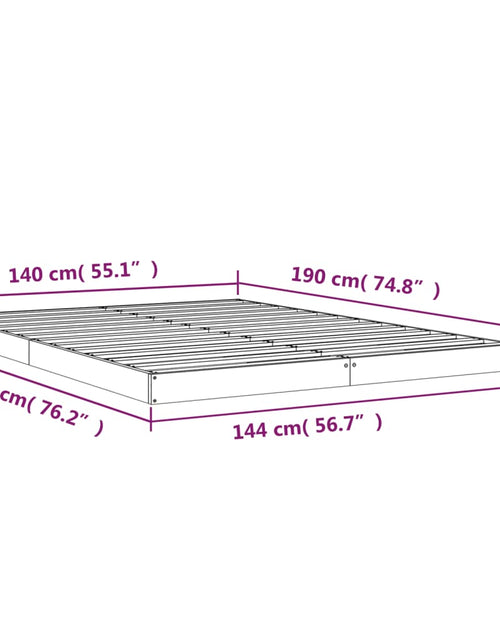 Загрузите изображение в средство просмотра галереи, Cadru de pat, gri, 140x190 cm, lemn masiv de pin - Lando

