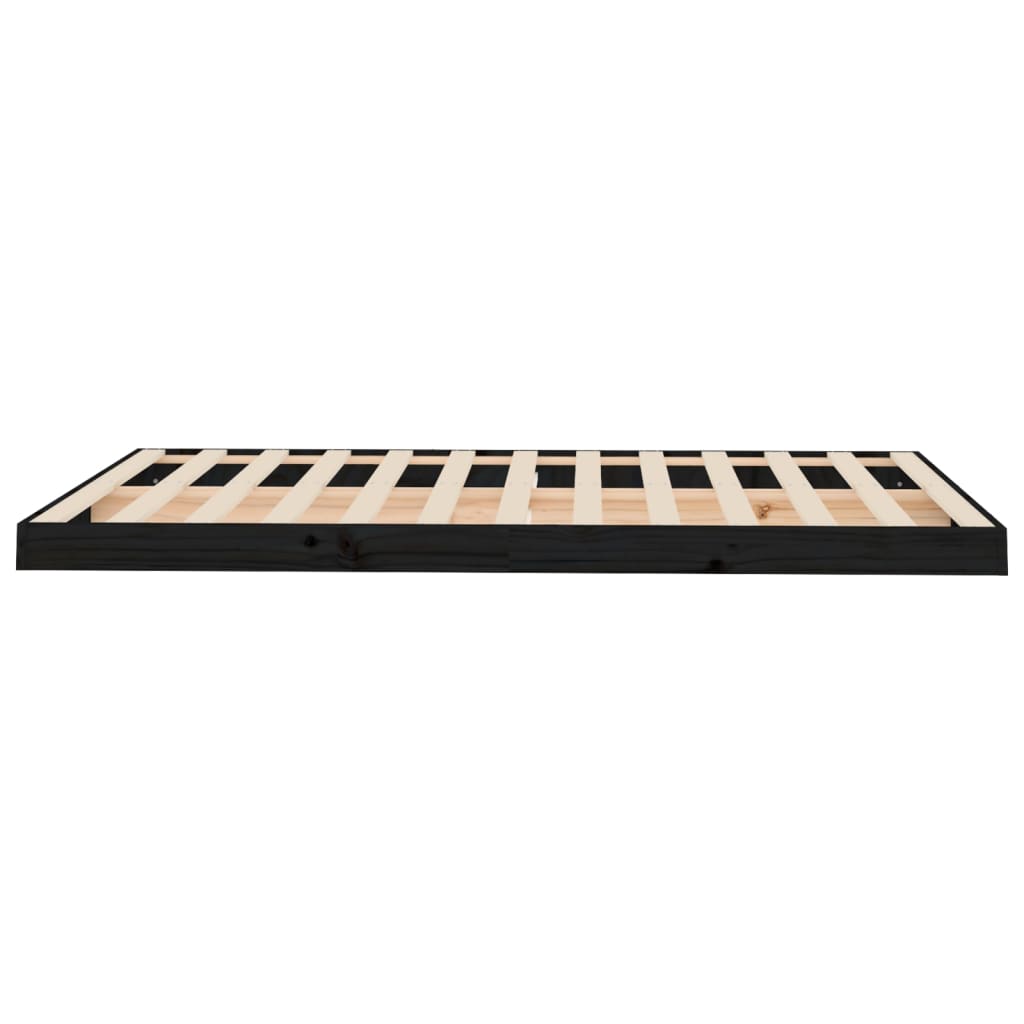 Cadru de pat, negru, 120x190 cm, mic, dublu, lemn masiv de pin - Lando