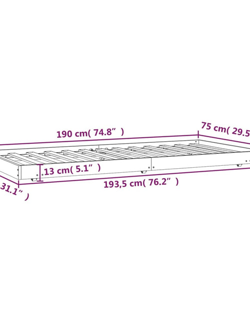 Încărcați imaginea în vizualizatorul Galerie, Cadru de pat, gri, 75x190 cm, lemn masiv de pin - Lando
