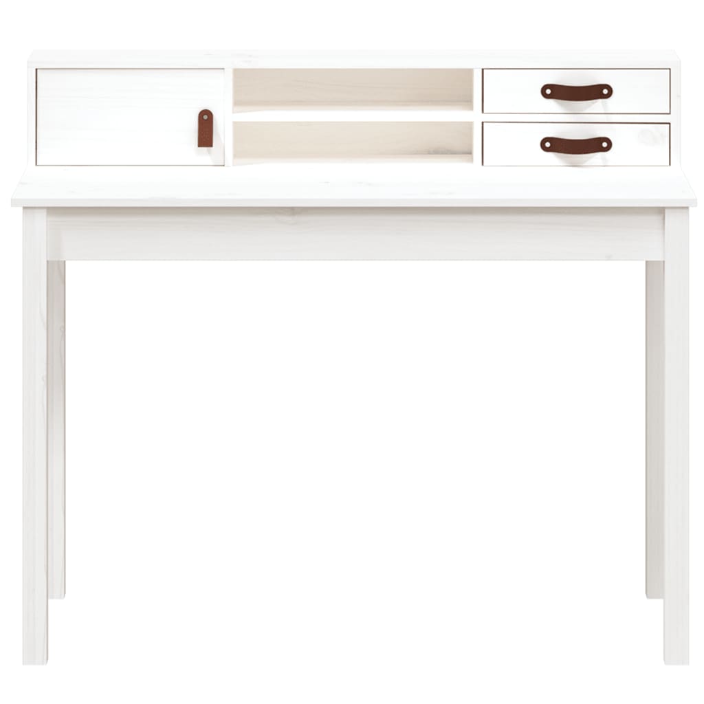 Birou, alb, 110x50x93 cm, lemn masiv de pin - Lando