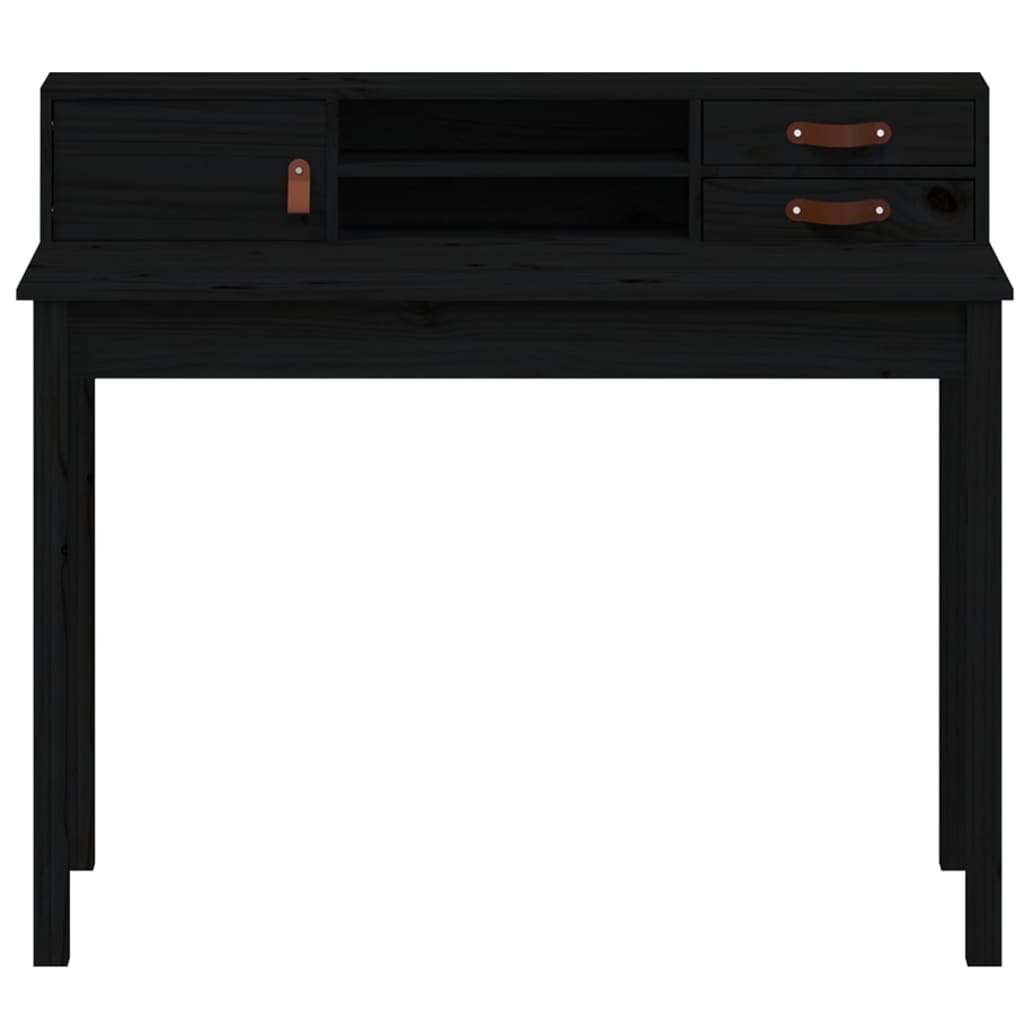 Birou, negru, 110x50x93 cm, lemn masiv de pin - Lando