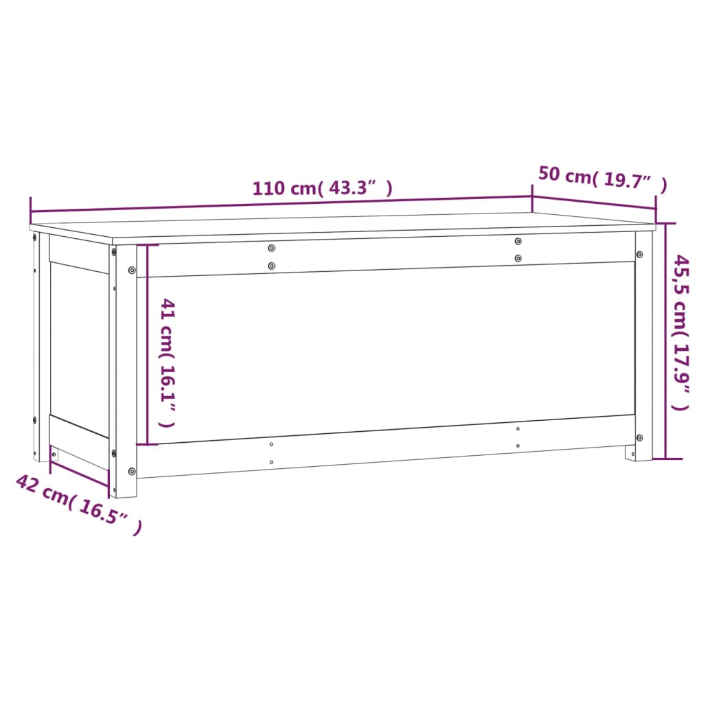 Cutie de depozitare, alb, 110x50x45,5 cm, lemn masiv de pin - Lando