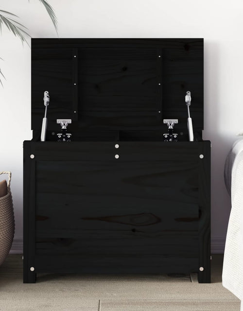 Încărcați imaginea în vizualizatorul Galerie, Cutie de depozitare, negru, 60x32x45,5 cm, lemn masiv de pin - Lando
