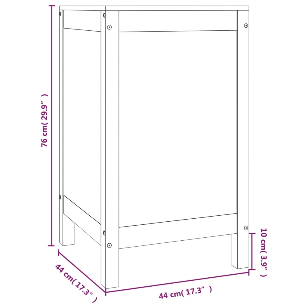 Cutie de rufe, gri, 44x44x76 cm, lemn masiv de pin Lando - Lando