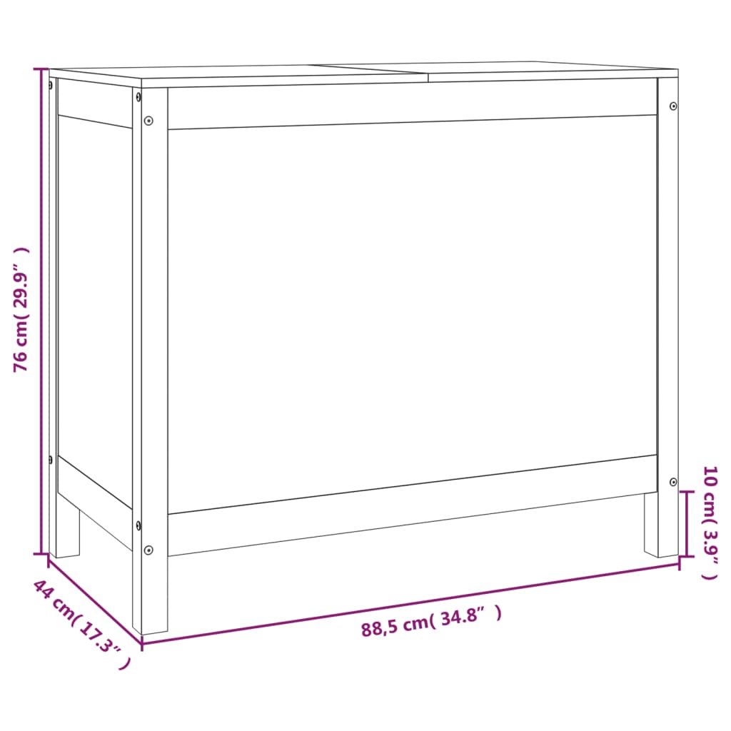 Cutie de rufe, gri, 88,5x44x76 cm, lemn masiv de pin Lando - Lando