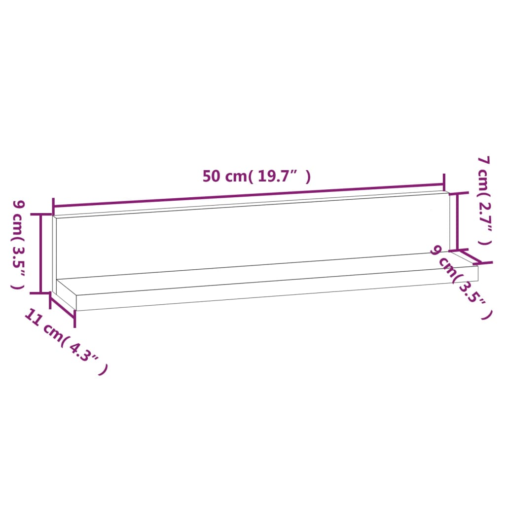 Rafturi de perete 2 buc. maro miere 50x11x9 cm lemn masiv pin Lando - Lando