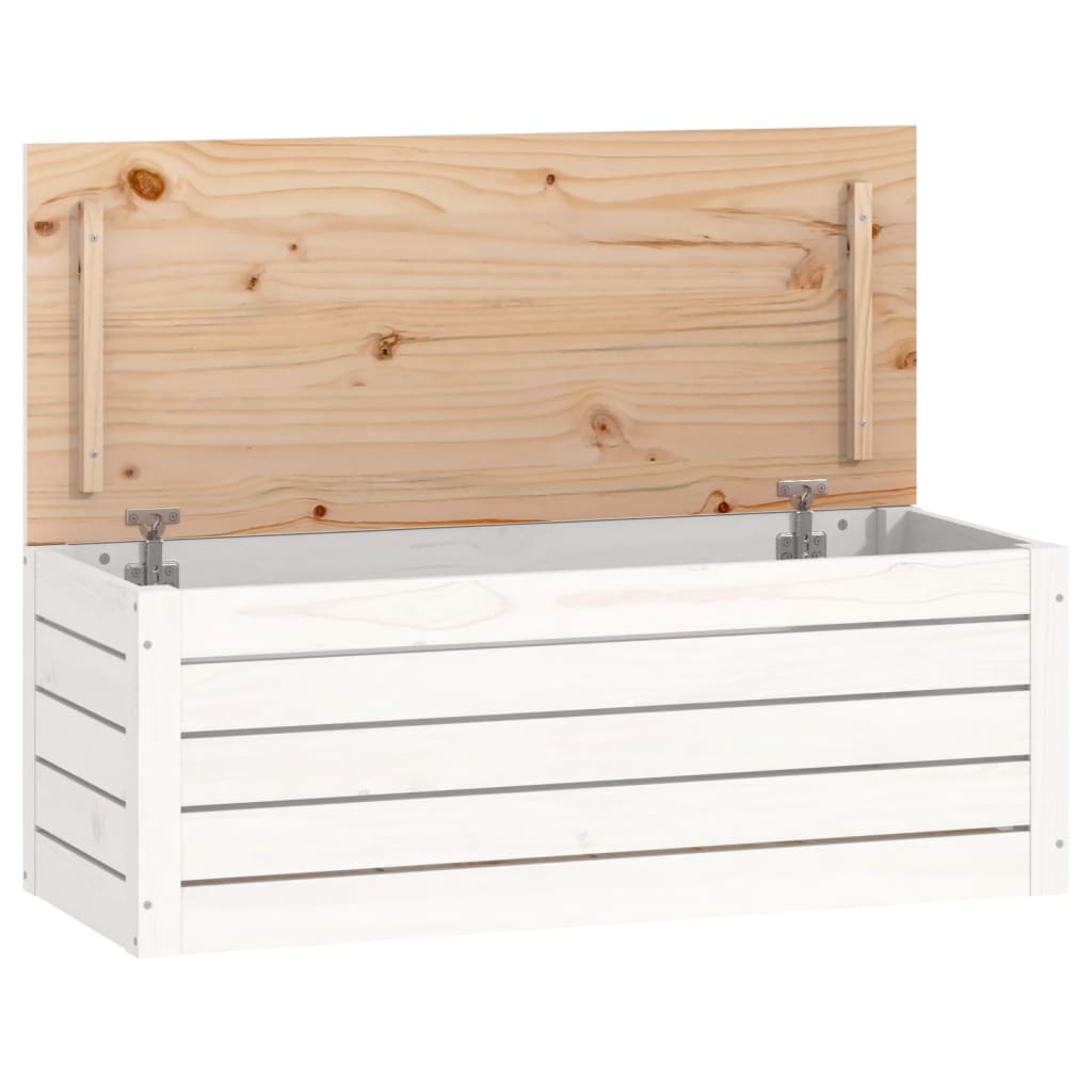 Cutie de depozitare, alb, 89x36,5x33 cm, lemn masiv de pin - Lando