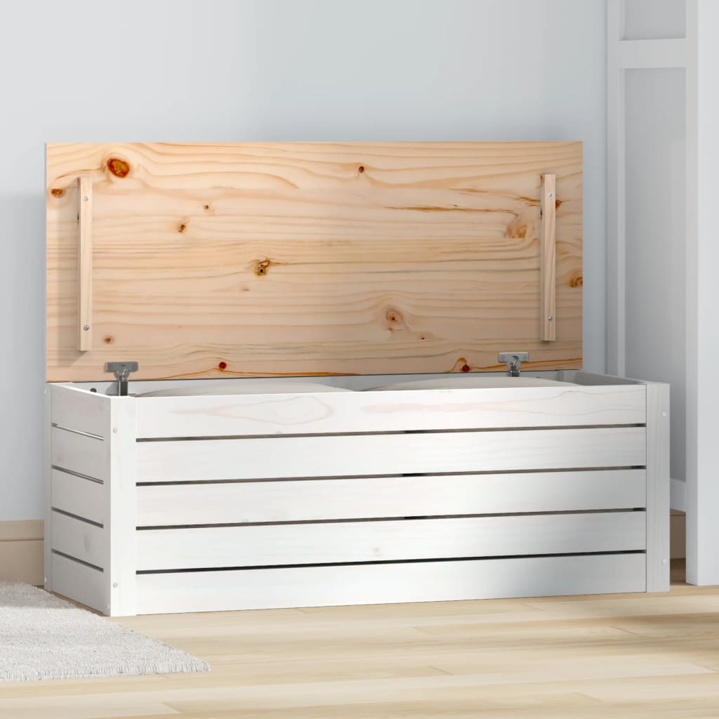 Cutie de depozitare, alb, 89x36,5x33 cm, lemn masiv de pin - Lando