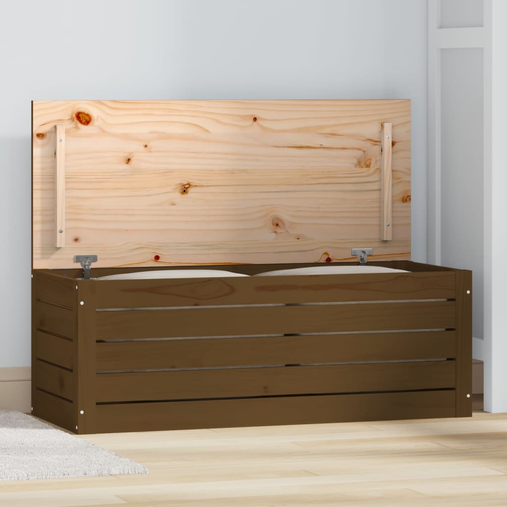 Cutie de depozitare, maro miere, 89x36,5x33 cm lemn masiv pin - Lando