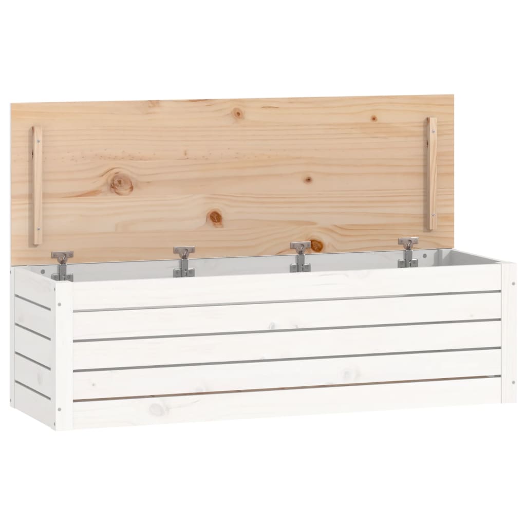 Cutie de depozitare, alb, 109x36,5x33 cm, lemn masiv de pin - Lando
