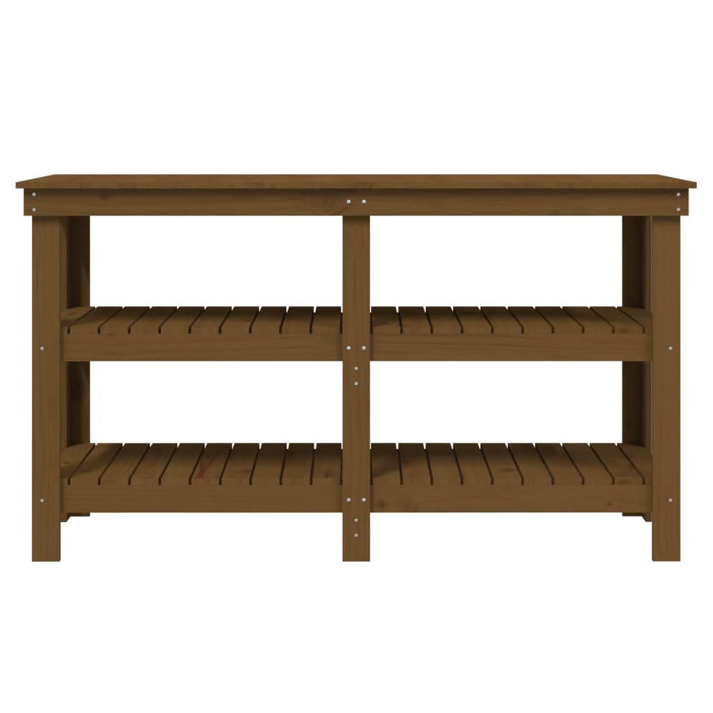 Banc de lucru, maro miere, 142,5x50x80 cm, lemn masiv pin Lando - Lando