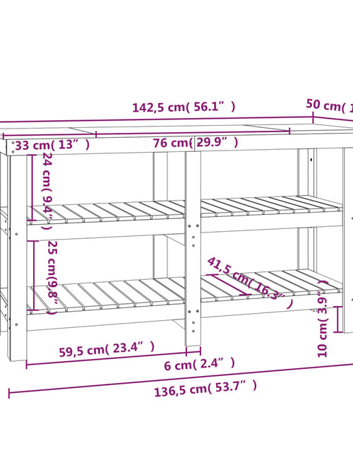 Încărcați imaginea în vizualizatorul Galerie, Banc de lucru, maro miere, 142,5x50x80 cm, lemn masiv pin Lando - Lando

