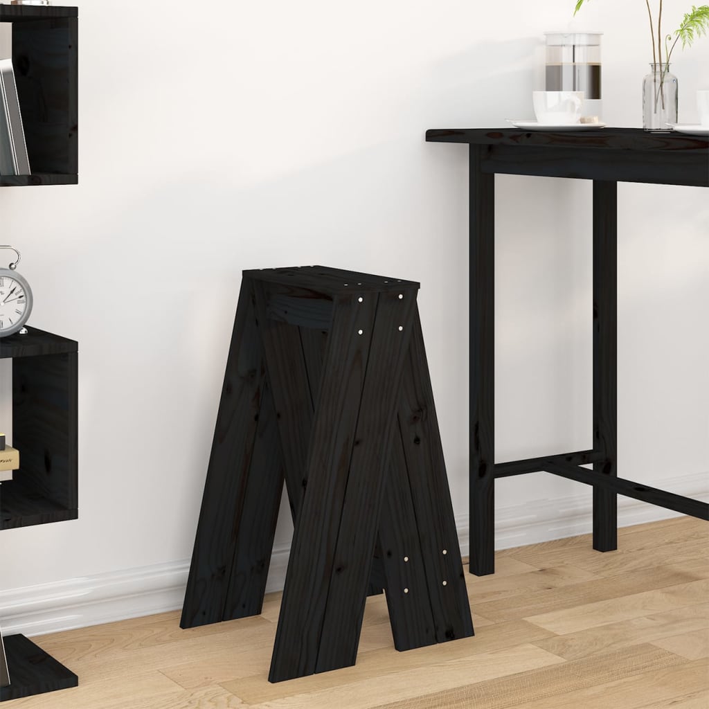 Scaune, 2 buc., negru, 40x40x75 cm, lemn masiv de pin Lando - Lando