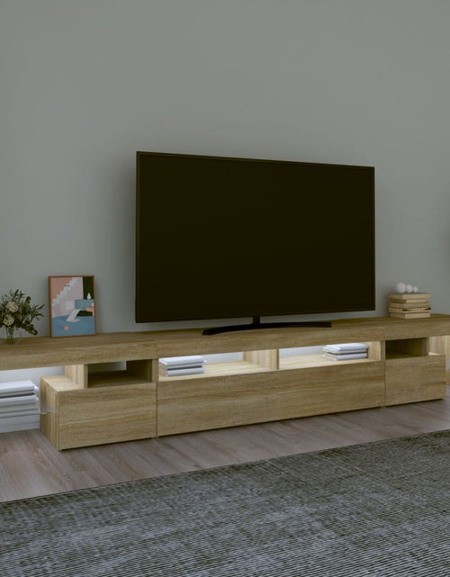 Загрузите изображение в средство просмотра галереи, Comodă TV cu lumini LED, stejar sonoma,260x36,5x40cm - Lando
