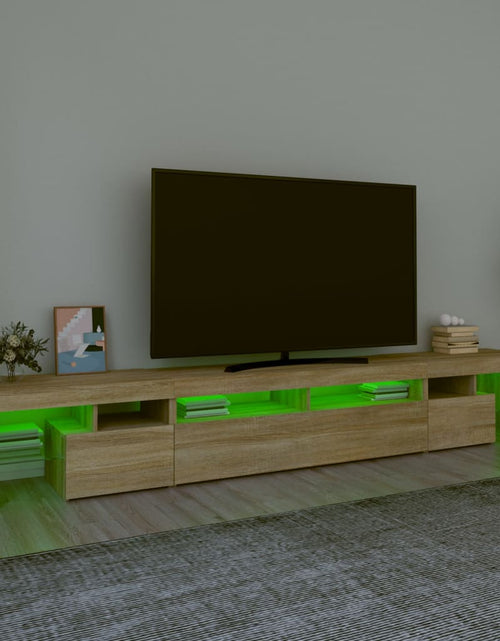 Загрузите изображение в средство просмотра галереи, Comodă TV cu lumini LED, stejar sonoma,260x36,5x40cm - Lando
