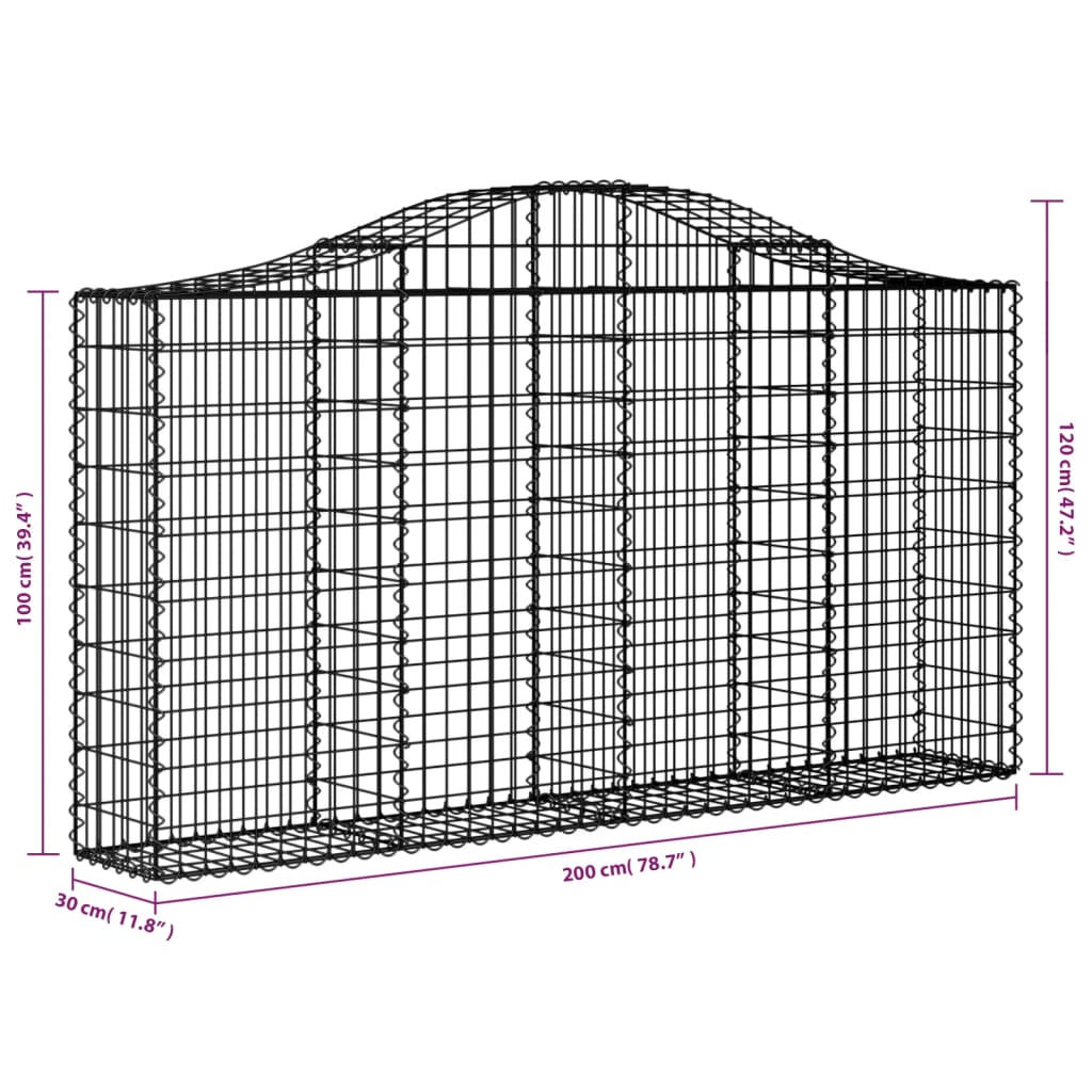 Coș gabion arcuit 200x30x100/120 cm fier galvanizat Lando - Lando