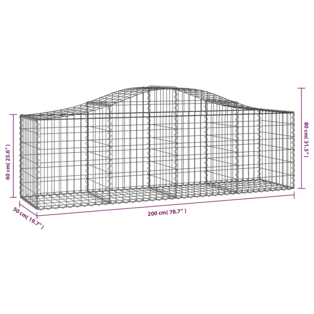 Coș gabion arcuit 200x50x60/80 cm fier galvanizat Lando - Lando