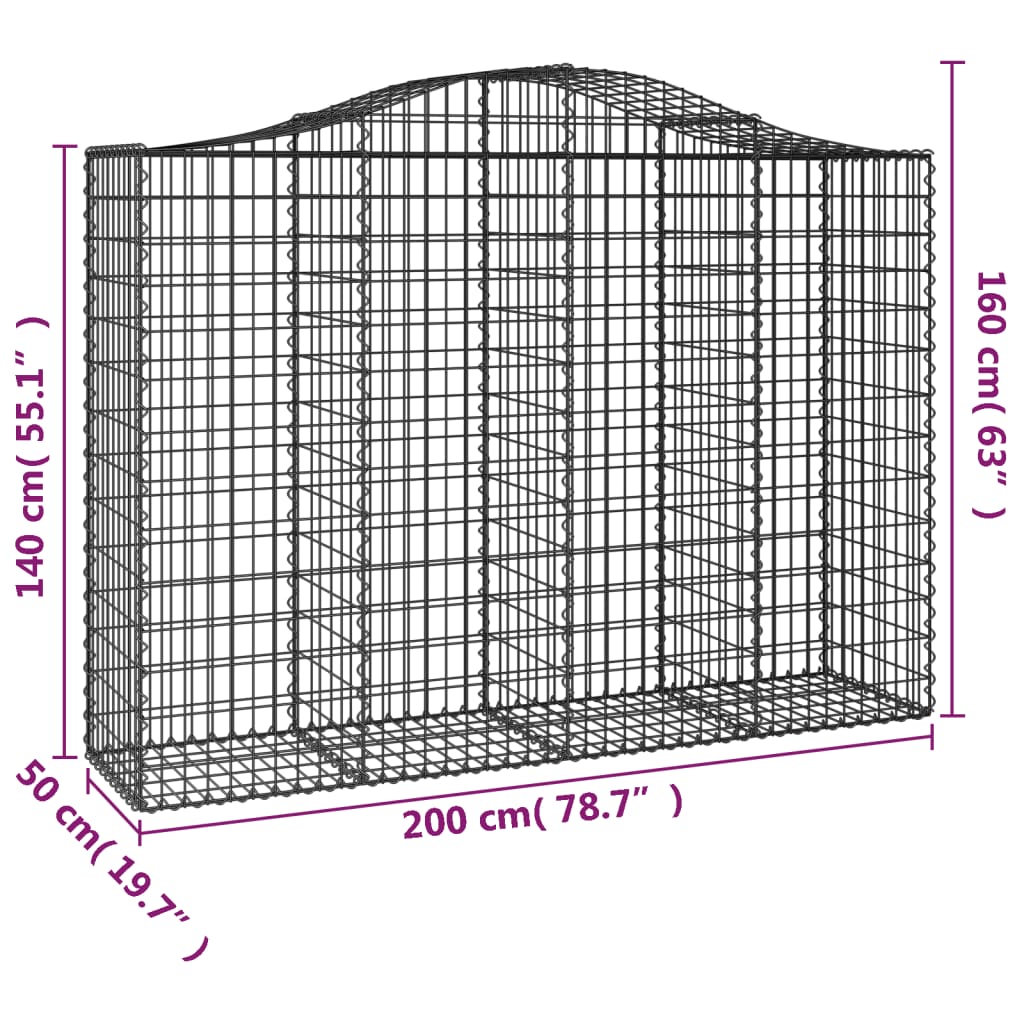 Coș gabion arcuit, 200x50x140/160 cm, fier galvanizat Lando - Lando